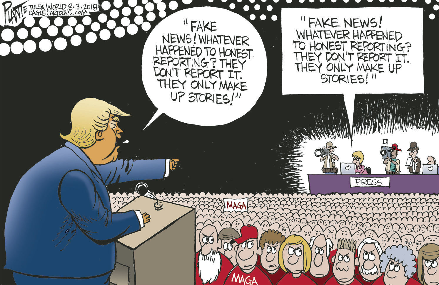Bruce Plante Cartoon: Trump and the Press